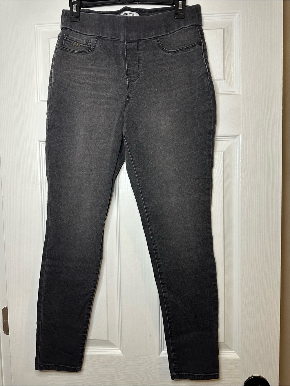 Nine West Heidi Pull-On Skinny Jeans Gray Black Size 8